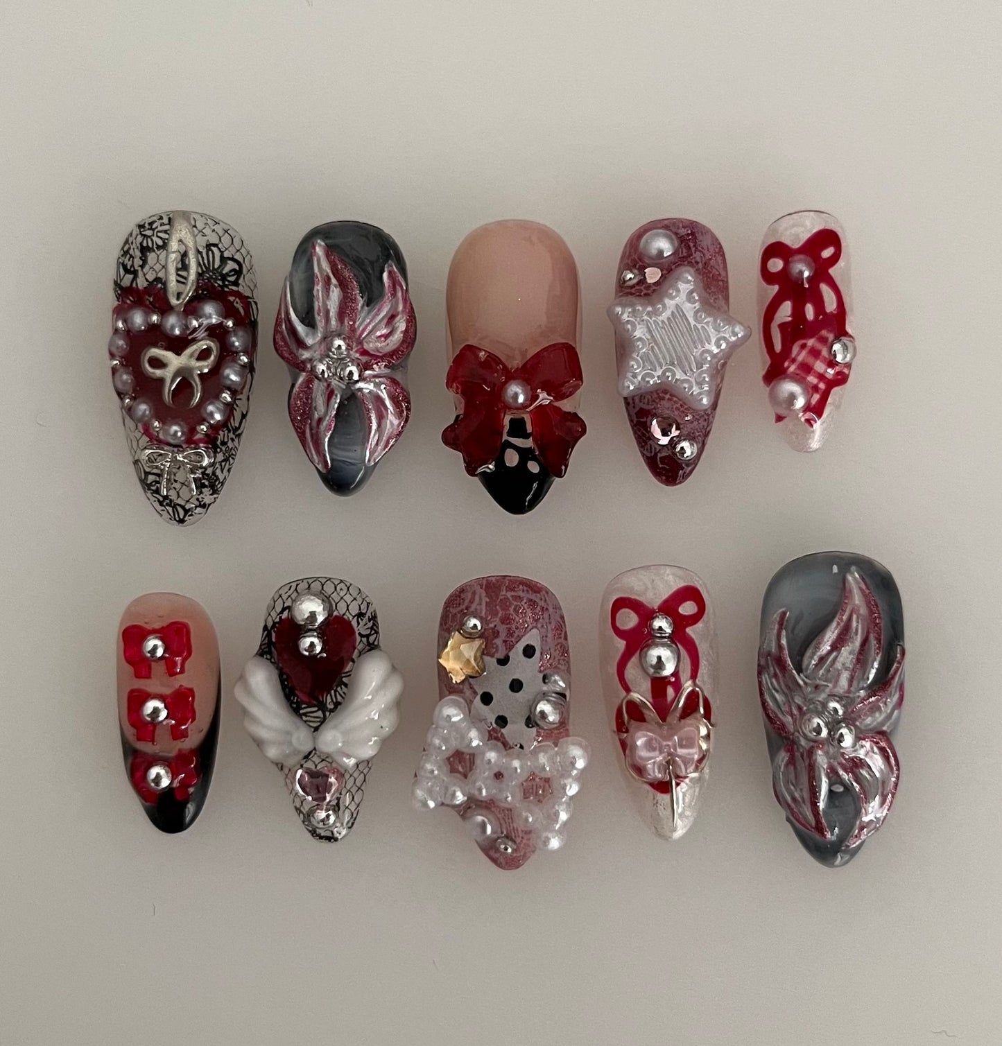 black lace & ruby ribbons - made to order