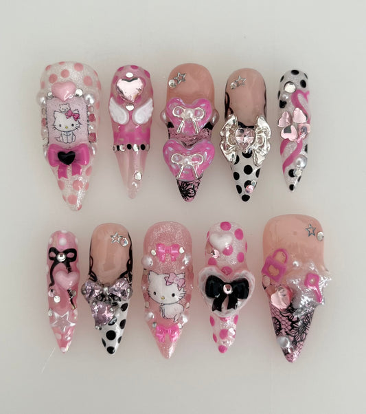 charmmy kitty ribbons - made to order